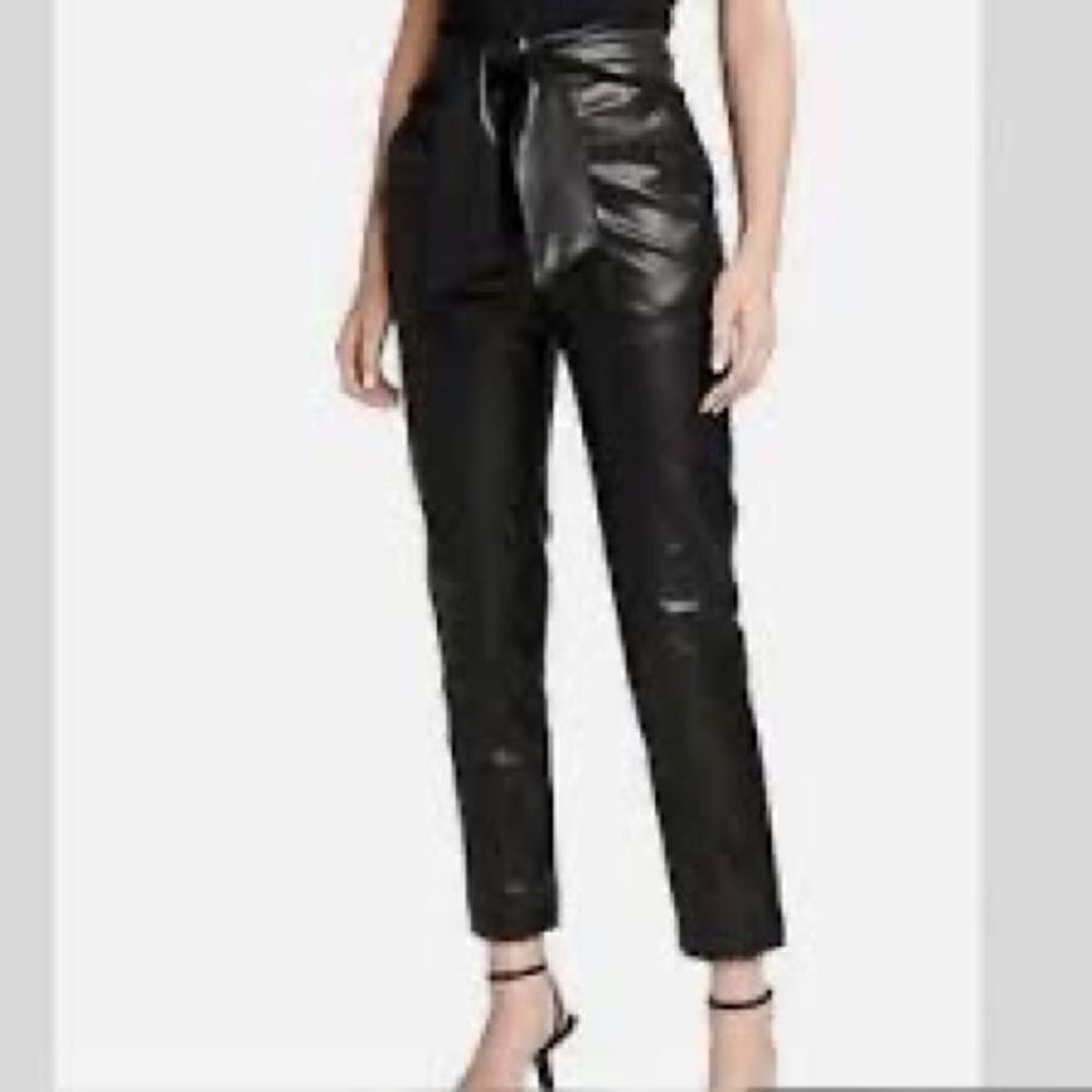 NWT Anthropologie Young Fabulous & Broke Vegan Leather Tie Waist Pants Sz XS